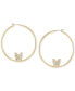 Gold-Tone Large Pavé Butterfly Hoop Earrings, 2.5"