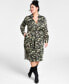 Фото #1 товара Trendy Plus Size Printed Satin Shirtdress