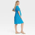 Short Sleeve Plisse Mini Maternity Empire Waist Dress - Isabel Maternity by