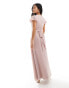 TFNC Petite Bridesmaid wrap front maxi dress in soft pink