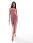 Фото #1 товара Flounce London front knot split leg maxi dress in dusky pink