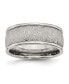 Stainless Steel Polished Textured 9mm Rounded Edge Band Ring