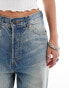 Фото #2 товара Weekday Unisex Astro loose fit wide leg jeans in streaky blue wash