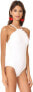 Kate Spade New York Womens 182705 High Neck White One Piece Swimsuit Size M