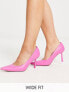 ASOS DESIGN Wide Fit Sterling mid heeled court shoes in pink