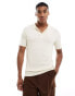 Фото #1 товара New Look short sleeve slim fit knit polo in off white