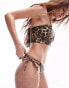 Фото #2 товара Topshop mix and match loop tie side bikini bottoms in leopard print