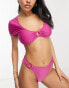 Brave Soul cropped bikini top with ring detail in pink