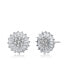 Фото #1 товара Sterling Silver with White Gold Plated Round and Baguette Cubic Zirconia Stud Earrings