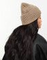 Object ribbed beanie hat in taupe