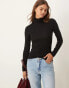 Фото #1 товара YAS wool mix high neck top in black