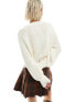 Фото #3 товара Reclaimed Vintage button up knit cable cardigan in cream