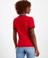 ფოტო #2 პროდუქტის Women's Cotton Contrast Puff-Sleeve Polo