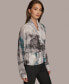 ფოტო #3 პროდუქტის Donna Karan Women's Printed Faux-Wrap Long-Sleeve Top