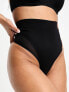 ASOS DESIGN Contouring medium control high waist thong with mesh in black