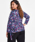 ფოტო #2 პროდუქტის Plus Size Printed Long Sleeve Twist-Side Top