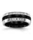 Stainless Steel Polished with Black Ceramic and CZ Ring