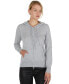 Фото #1 товара Women's 100% Pure Cashmere Long Sleeve Zip Hoodie Cardigan Sweater