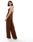 The Frolic tahiti ring tie detail beach jumpsuit in dark brown