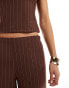 Фото #5 товара ASOS DESIGN wide leg trousers co ord in brown pinstripe