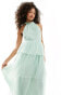 Vila Bridesmaid halterneck tulle maxi dress with tiered skirt in mint green cameo green, 44 - фото #6