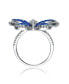Фото #2 товара Sterling Silver with Rhodium Plated and Sapphire Cubic Zirconia Butterfly Ring