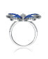 Sterling Silver with Rhodium Plated and Sapphire Cubic Zirconia Butterfly Ring