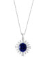 ფოტო #1 პროდუქტის EFFY® Lab Grown Sapphire (4-1/2 ct. t.w.) & Lab Grown Diamond (1-3/4 ct. t.w.) Starburst Halo 18" Pendant Necklace in 14k White Gold