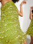 ASOS EDITION paillette fringe sequin halter mini dress in lime green