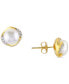 ფოტო #1 პროდუქტის Cultured Freshwater Pearl (7mm) & White Topaz (1/6 ct. t.w.) Stud Earrings in 14k Gold-Plated Sterling Silver