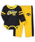 ფოტო #2 პროდუქტის Newborn and Infant Boys and Girls Black, Gold Iowa Hawkeyes Little Kicker Long Sleeve Bodysuit and Sweatpants Set