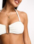 River Island hardware trim bandeau bikini top in white