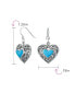 Фото #4 товара Boho Bali Style Scroll Filigree Blue Natural Turquoise Heart Shaped Dangling Earrings For Women Oxidized Sterling Silver Fish Hook