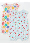 Фото #2 товара Комбинезон LC WAIKIKI для малышей девочек с коротким рукавом и цветочным принтом 2 шт.