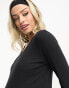 Threadbare Maternity v neck midi dress with side split in black