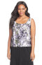 Alex Evenings 147711 Women's Print Chiffon Tank Top Color Black/Gray Sz 3X - фото #1