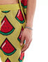 Фото #2 товара ASOS DESIGN co-ord knitted shorts in green watermelon design