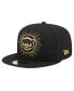 Фото #1 товара Men's Black Chicago Cubs Metallic Logo 9FIFTY Snapback Hat