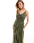 Фото #2 товара Beauut Bridesmaid embellished cowl neck maxi dress in khaki