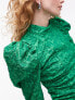Фото #4 товара Topshop premium textured high neck top in green
