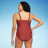 Фото #3 товара Women's Twist-Front Square Neck Full Coverage One Piece Swimsuit with Tummy