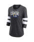 ფოტო #3 პროდუქტის Women's Heathered Charcoal Los Angeles Rams Super Bowl LVI Bound Classic Play Stripe 3/4-Sleeve Scoop Neck T-shirt