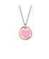 Фото #1 товара Children's with Pink Heart Enamel Medallion Pendant Necklace