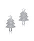 Фото #3 товара Sterling Silver with Rhodium Plated Clear Round Cubic Zirconia Pave Christmas Tree Earrings