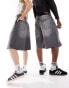 Weekday Astro Unisex baggy denim jorts in Black grumble