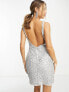 Band Of Stars Premium sequin embellished butterfly mini dress in silver