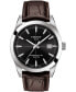 ფოტო #1 პროდუქტის Men's Swiss Automatic Powermatic 80 Silicium Brown Leather Strap Watch 40mm