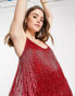 Фото #3 товара ASOS DESIGN embellished fringed mini dress in red