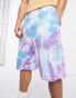 Фото #3 товара COLLUSION oversized shorts with logo print in tie dye co-ord