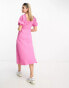 Фото #2 товара Influence tie front textured midi dress in pink